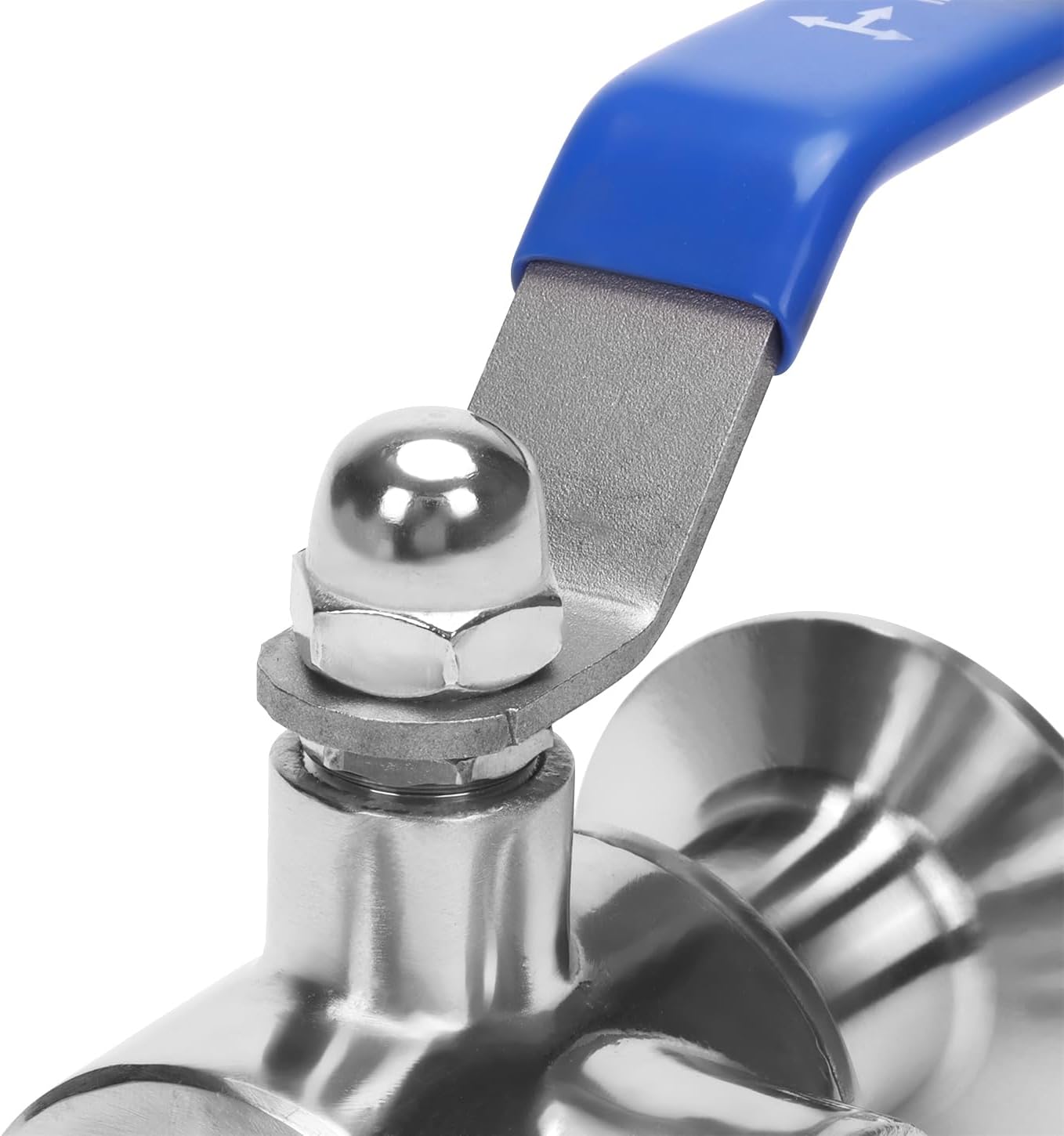 DERNORD 1.5" Tri Clamp Sanitary Ball Valve, 3-Way Ball Valve T-Port Stainless Steel 304, PTFE Lined (1 inch Tube OD)