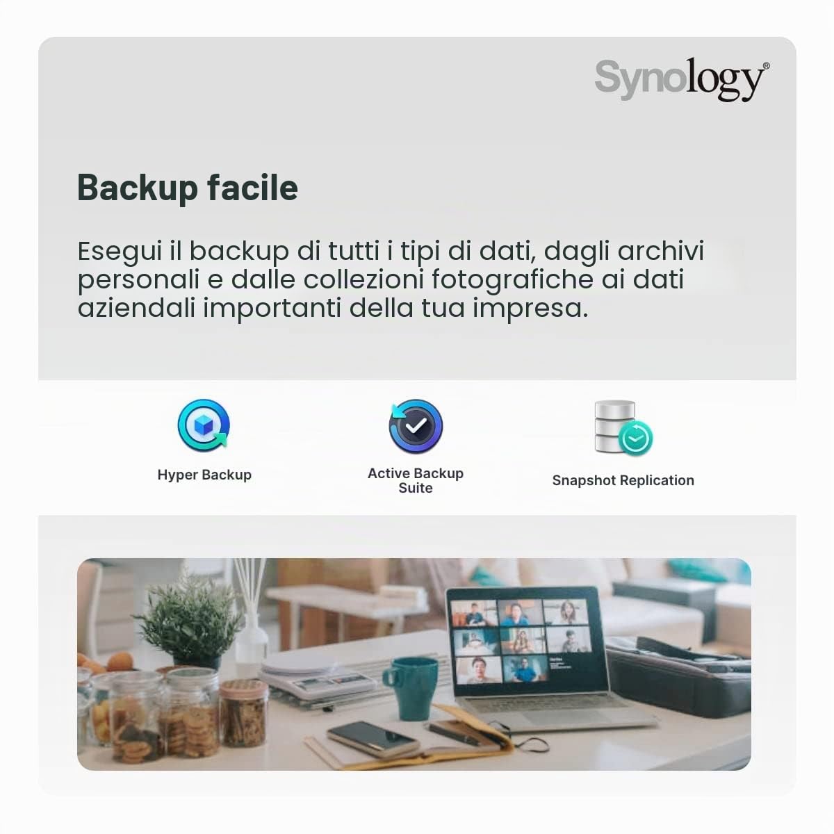 Synology Soluzione NAS desktop DS220+ da 8 TB a 2 alloggiamenti, installata con 2 unità IronWolf Seagate da 4 TB