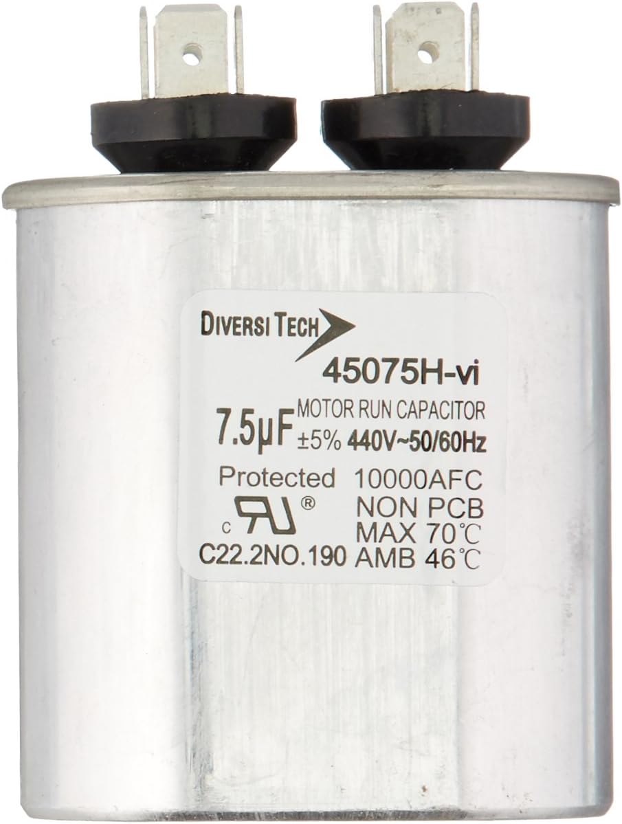 Diversitech 45075H Mtr. Run Cap,Oval, 7.5uf 440v