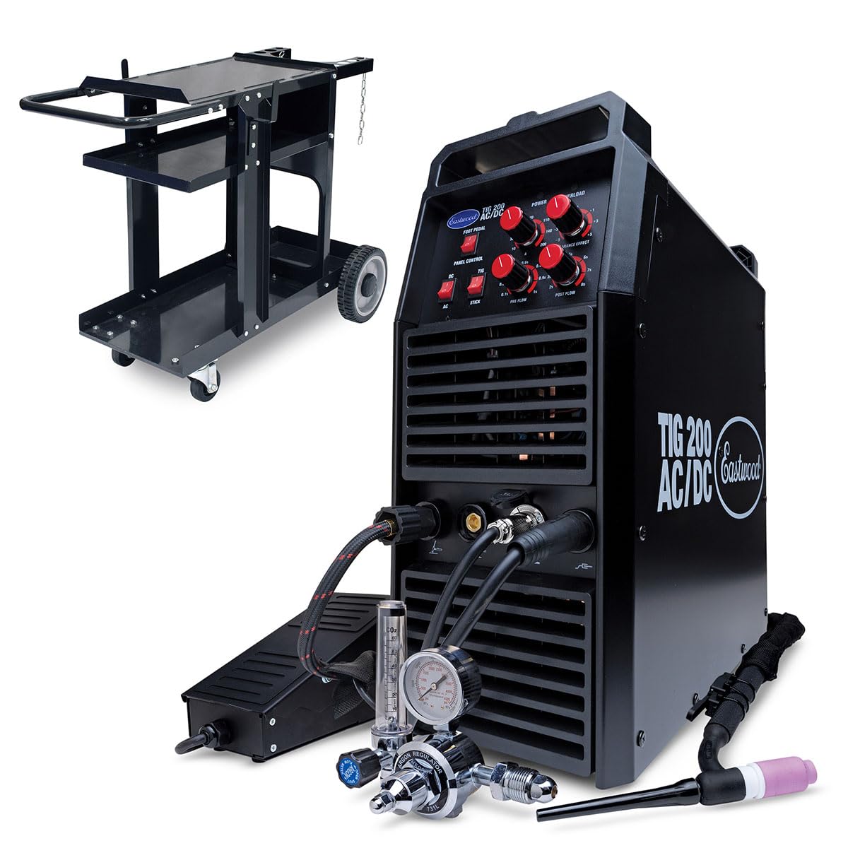 Eastwood 200 Amp AC/DC TIG Welder for Welding Steel Aluminum and Cart