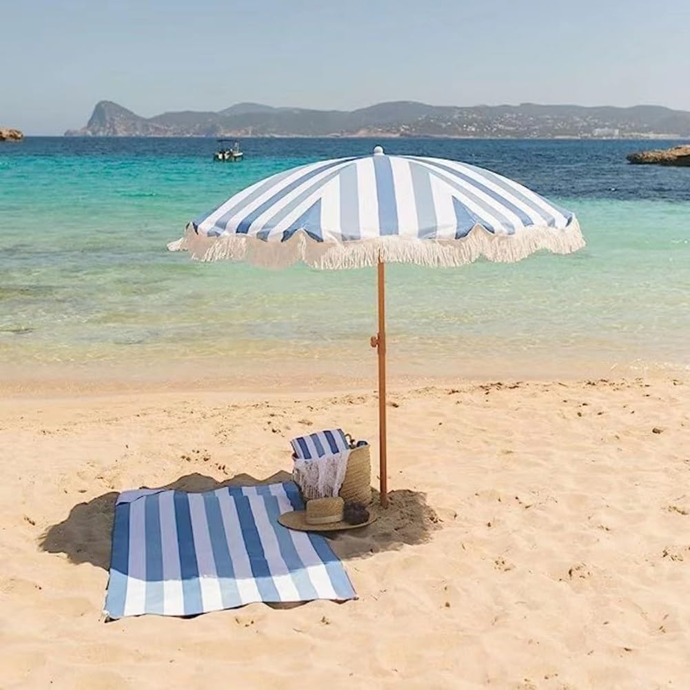 Parasol plażowy boho z frędzlami, ochrona przed promieniowaniem UV, na taras na taras na podwórko do ogrodu 16 m