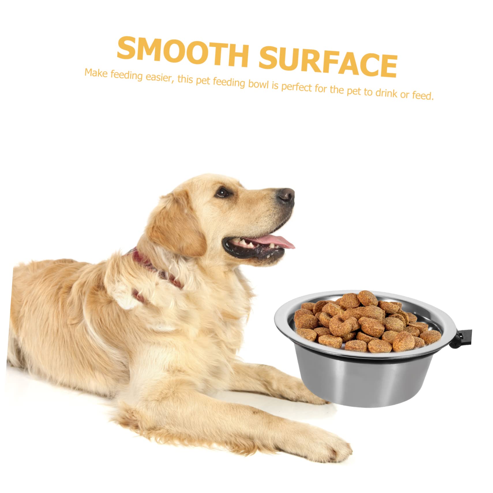 ibasenice Smooth Surface Easy Clean Elevated Dog Cat Bowl Large Capacity Stainless Steel Bowl for Comfortable Feeding
