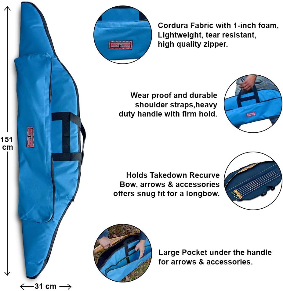 UNIVERSE ARCHERY Recurve Bow Bag | Heavy Duty Long Bow Case | Arrow & Bow Cordura Case | 4 colors (Black, Blue, Red & Camo) | 2 Sizes (72 & 66 inches) : Sports & Outdoors
