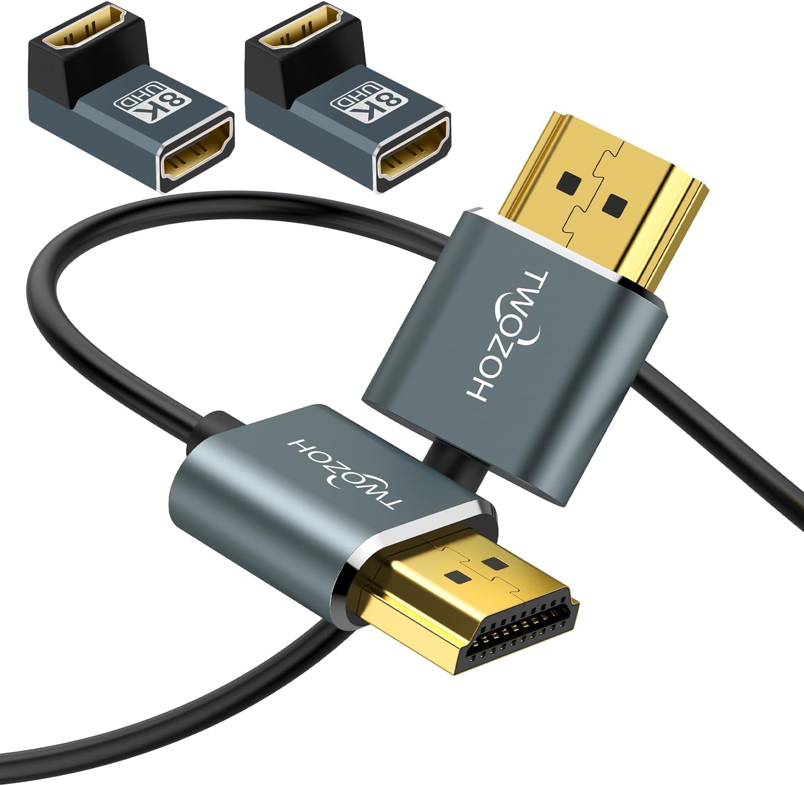 Slim HDMI Cable 25FT, Extreme Flexible & Skinny HDMI Cord Supports High Speed 4K@60Hz 18gbps 2160p 1080p for Laptop, Monitor, PS5, PS4 (with 2-Pack HDMI Female to Female Adapter)
