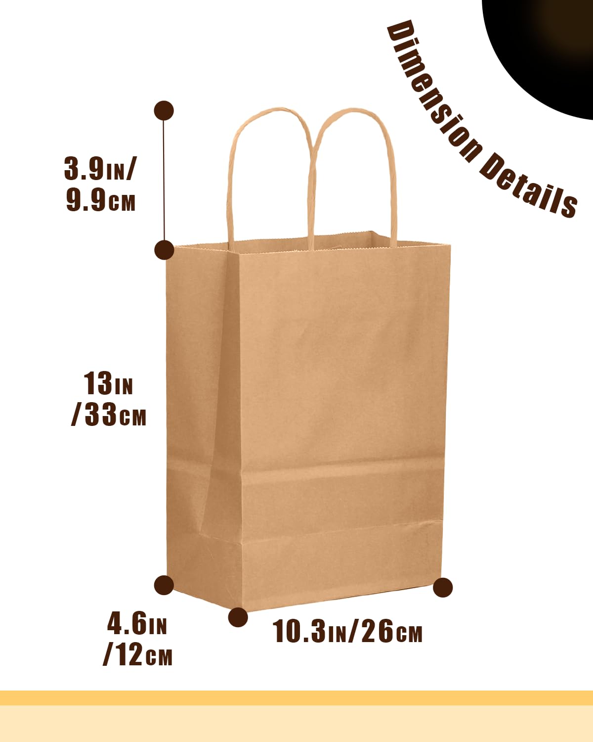 Gcardist 100 confezioni di sacchetti regalo marroni con manici, formato grande 33x26x13cm, carta kraft, multiuso (13"x10.3"x4.6", grande)