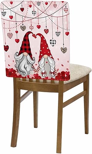 Miniatura 7 de Love Gnomes - Fundas para respaldo de sillas de comedor, paquete de 4, fundas lavables y extraíbles para silla de respaldo, protector de silla para