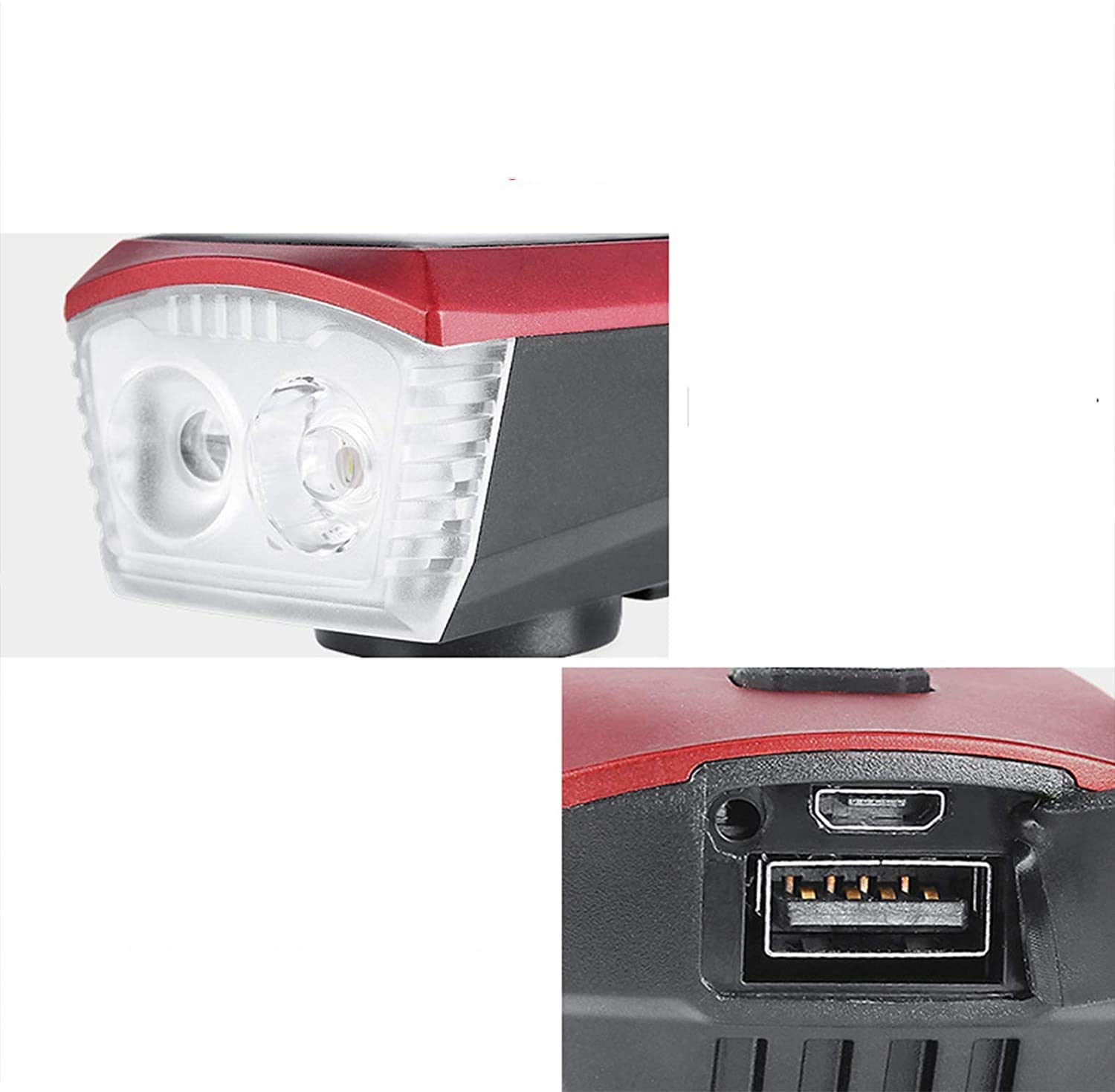 Bike Light USB Ricaricabile, Doppia T6 ad Alta luminosità luci per Biciclette Anteriore, feritoia per Bicicletta a LED Luminosa, Torcia da Ciclismo Stradale