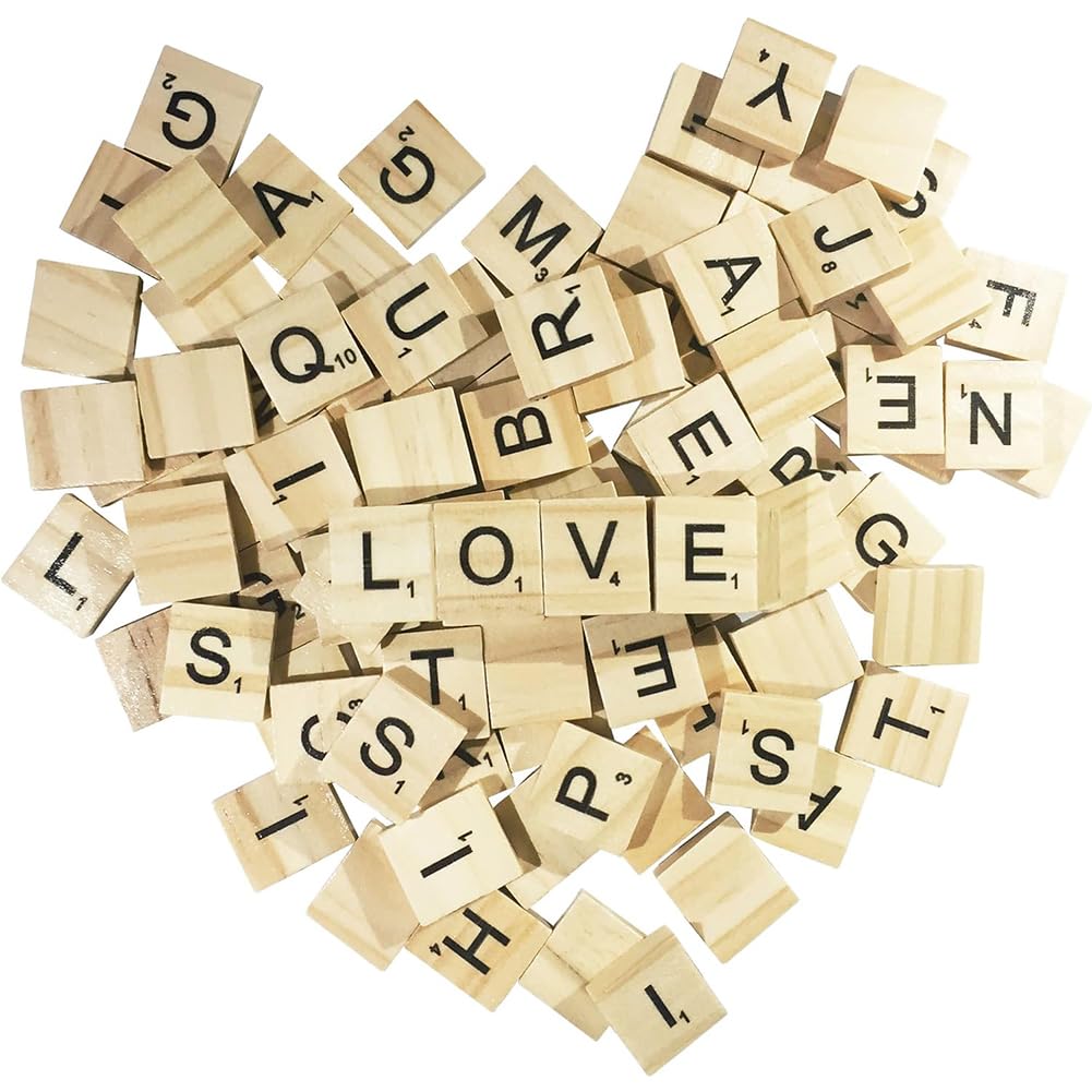 Learning Game 100 Carreaux De Scrabble En Bois Lettres Noires Chiffres