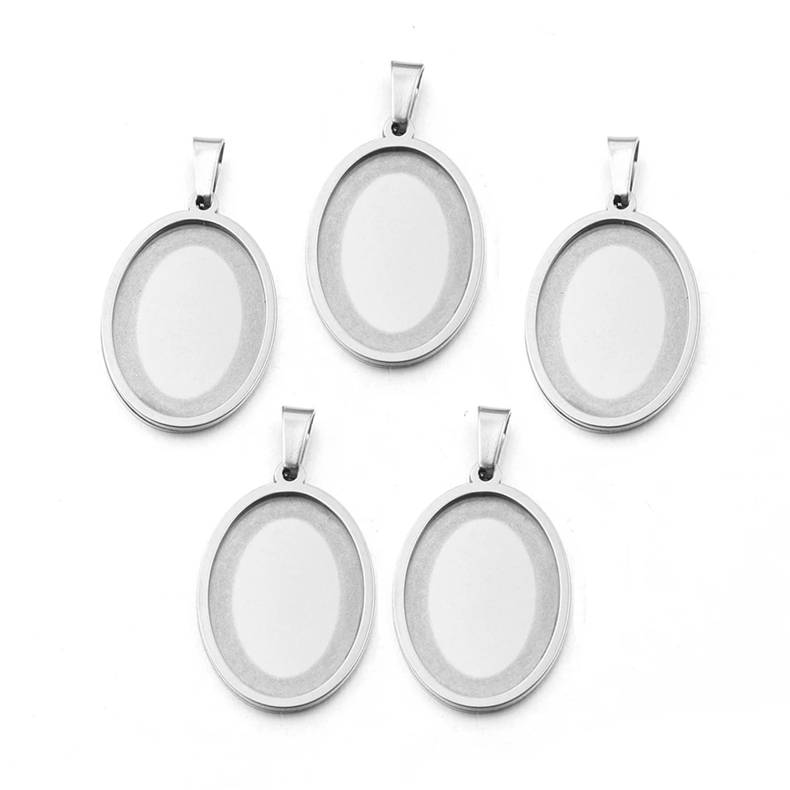 IULGFSC Pendant tray， Oval Stainless Steel Pendant Trays(Steel 18x25mm)