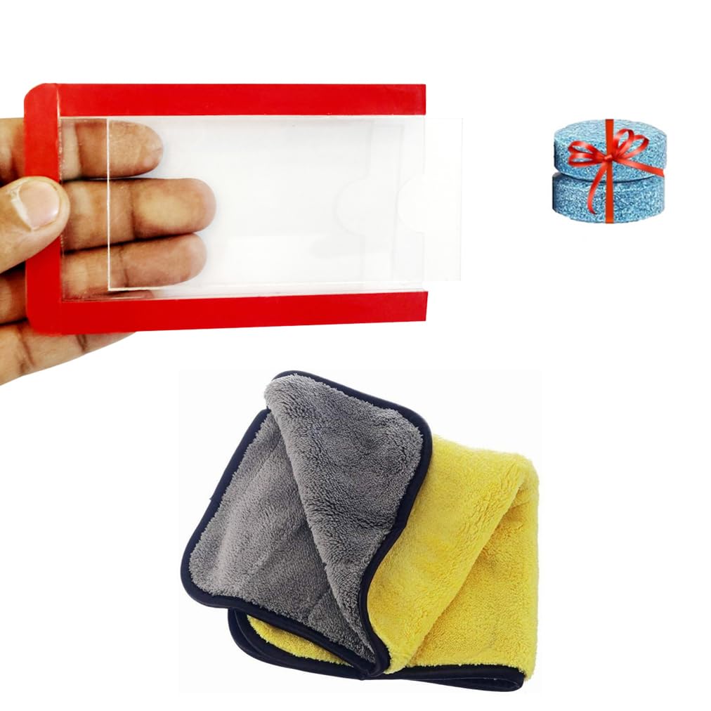 PROOFIITO Car Cleaning Kit with ID Card Holder, Dual-Sided Microfibre Cloth, Glass Cleaner Tablets-2pcs/ Card Cover Holder for car (4 pcs. Combo Set)-image-10