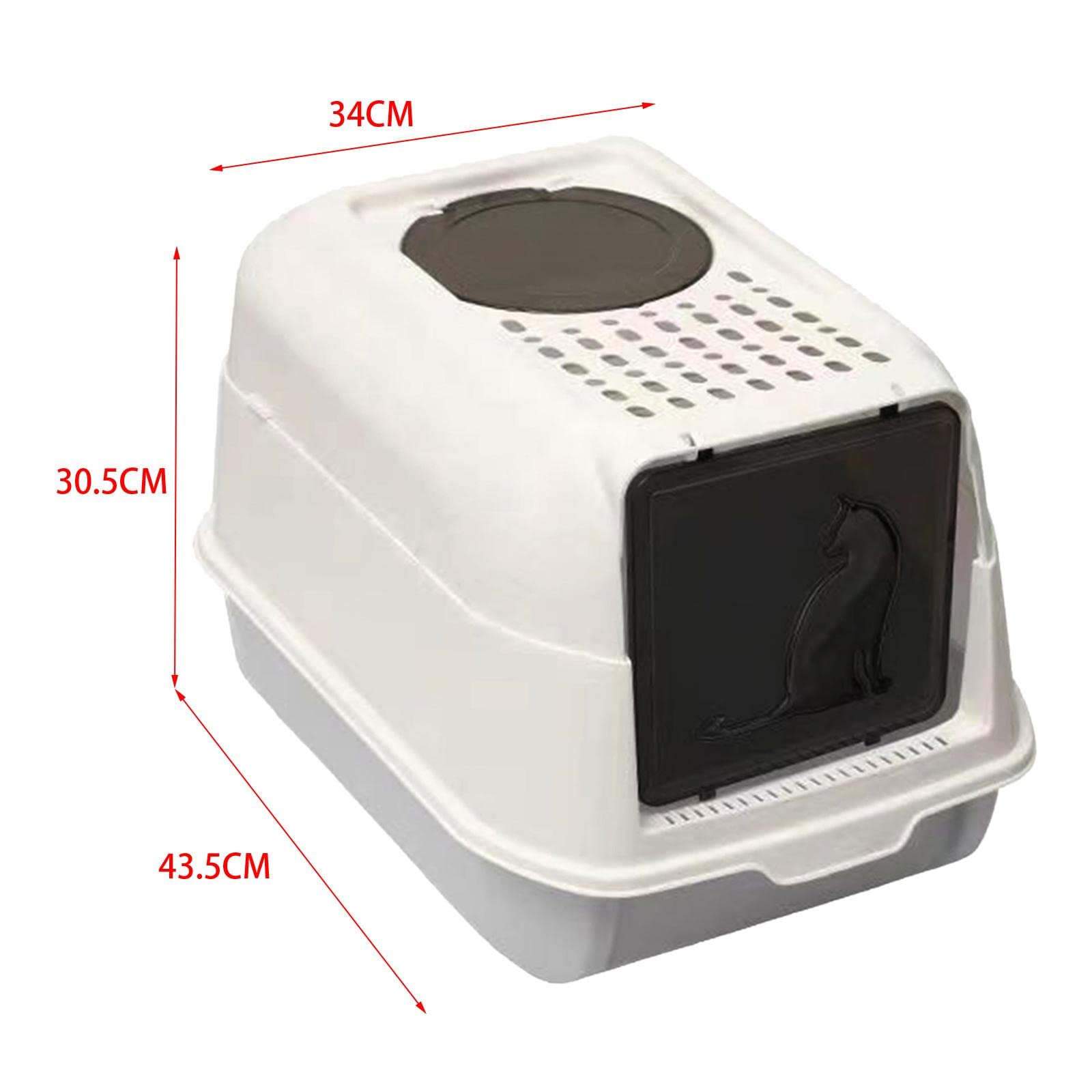 Arenero para Gatos con Tapa, Puerta Retráctil, Bandeja Abierta, Laterales Altos, Material PP, Función de Control de Olores, Apto para Uso en Interiore