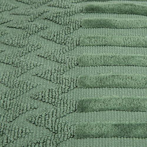 Lavish Home 6-Piece Cotton Deluxe Plush Bath Towel Set – Chevron Pattern Plush Sculpted Spa Luxury Decorative Body, Hand And Face Towels (Green) #TOP2