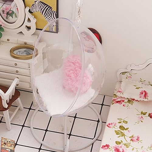 Miniatura 4 de Mini silla columpio para casa de muñecas, hamaca en miniatura para casa de muñecas con almohada de corazón, escala 112, casa de muñecas en