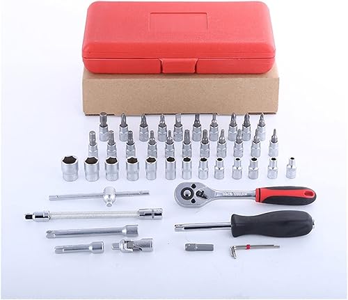 Miniatura 5 de INPETS Juego de 46 llaves multiusos, juego de herramientas de combinación de zócalos, juego de llaves de herramientas, herramientas de reparación