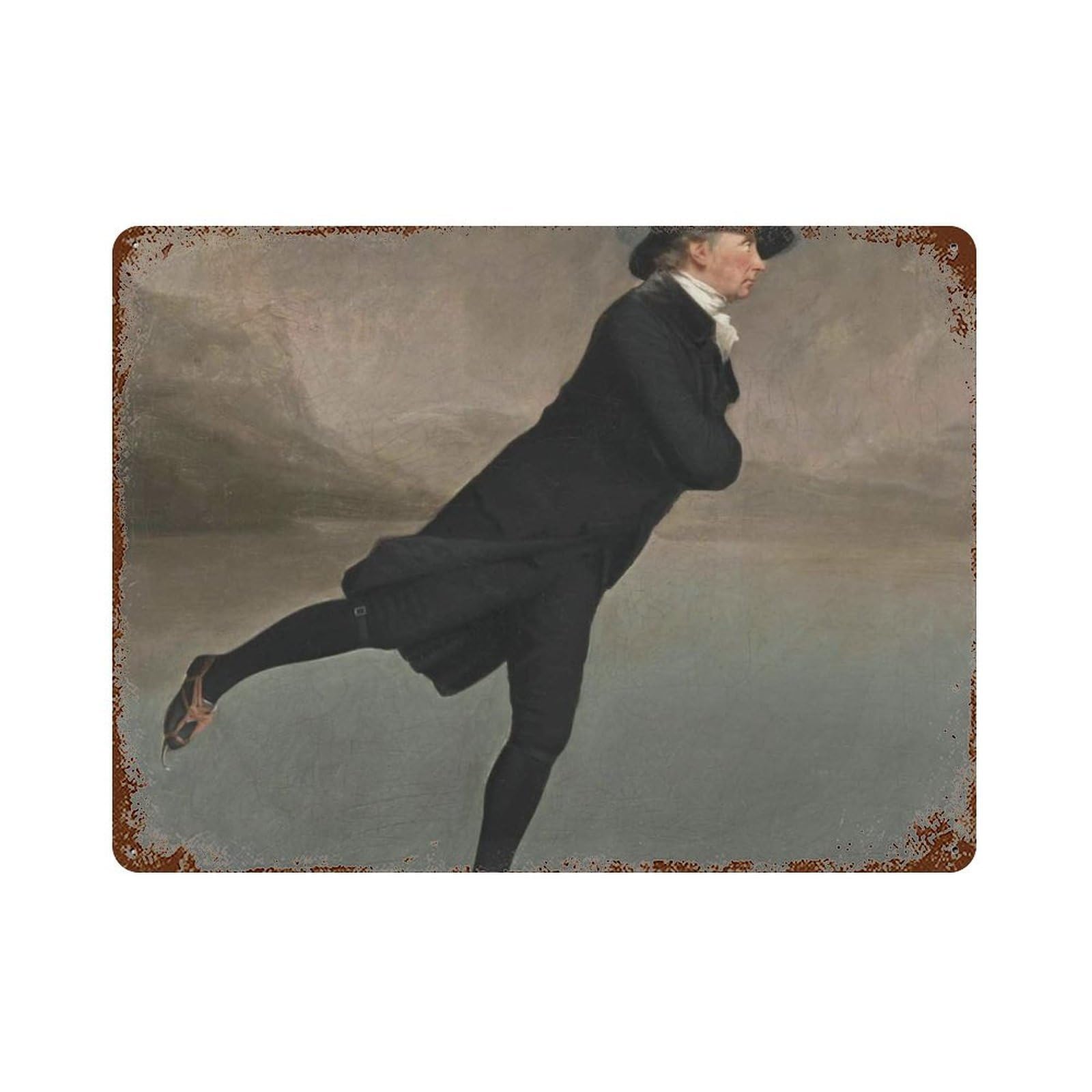 xiaoxiaoshen Gentlemen's Ice Skating, Retro Dark Winter Theme Wall Decor Art Metal Tin Poster Modern Home Decor Art Home Bar Shop Decorations Vintage Sign 30x40cm