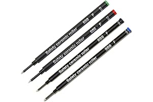 Pack of 4 - Schmidt 888 F Safety Ceramic Rollerball Refill Green/Red/Black/Blue Fine Tip