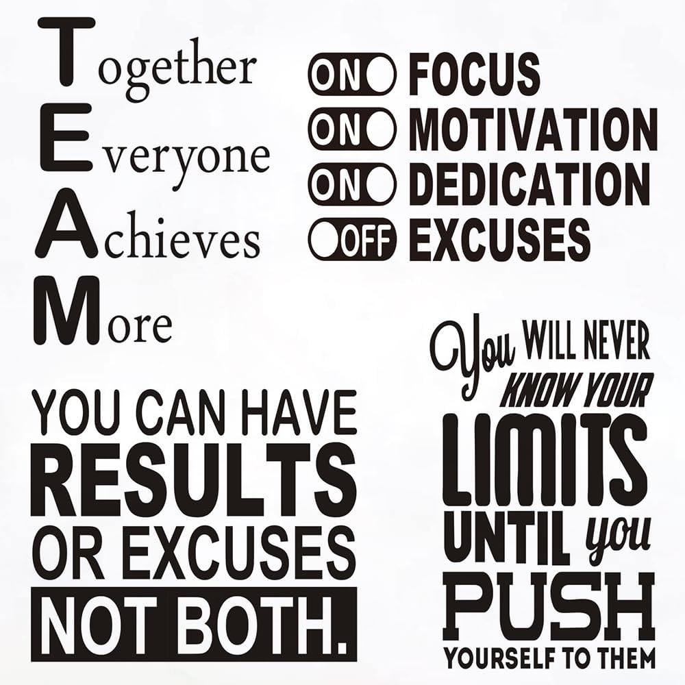4PCS Office Wall Decals Classroom Inspirational Wall Decor Motivational Quotes Stickers Together Everyone Achieves More