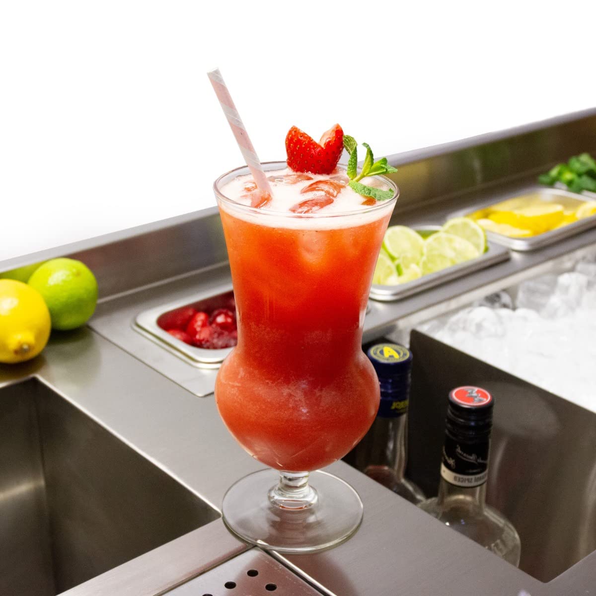 Deluxe Cocktail Bar Station Theke Cocktailtheke Bartheke Cocktailbar Cocktail-Station Arbeitsfläche Isolierter Eisbehälter 360 Grad Schwenkbarer Wasserhahn Shaker Inklusiv Edelstahl Gastro Profi