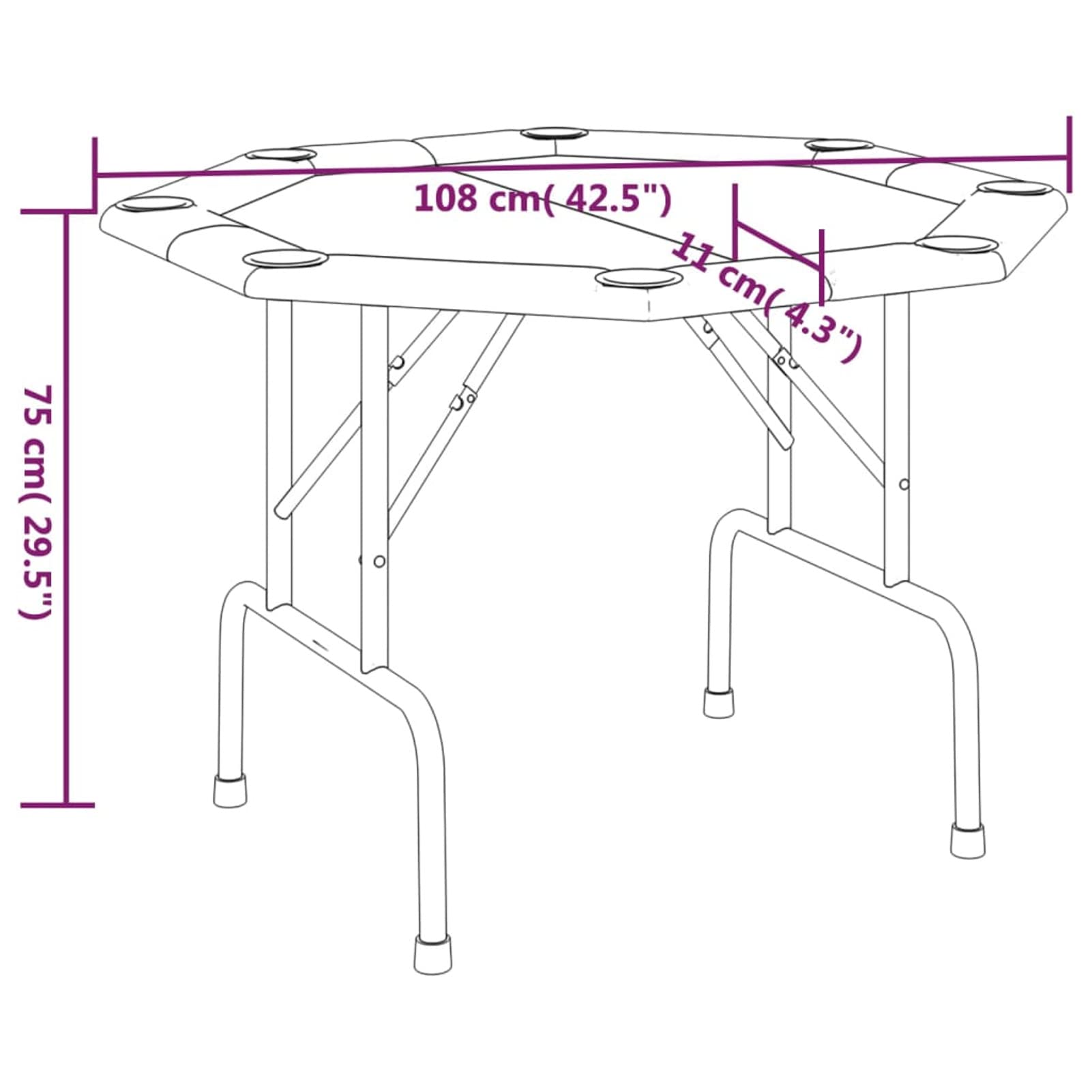 ZEYUAN Pokertisch Klappbar 8 Spieler Blau 108x108x75 cm, Poker Table, Spieltisch, Blackjack, Poker Tisch, Roulette Tisch, Deko Casino Poker