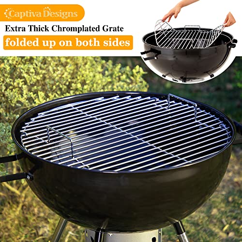 Captiva Designs 22-Inch Kettle Charcoal Bbq Grill With Enameled Lid And Firebowl, Extra Thick Chromplated Grate & Slid-Out Ash Catcher, Barbecue Grill Outdoor Cooking, Picnic, Patio, Backyard #TOP3