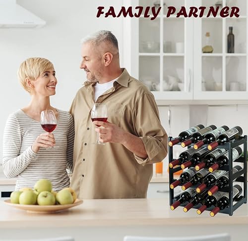 Miniatura 2 de Estante de vino de bambú, estante de almacenamiento de vino resistente y duradero, estantes de vino para encimera para despensa 4 niveles 16