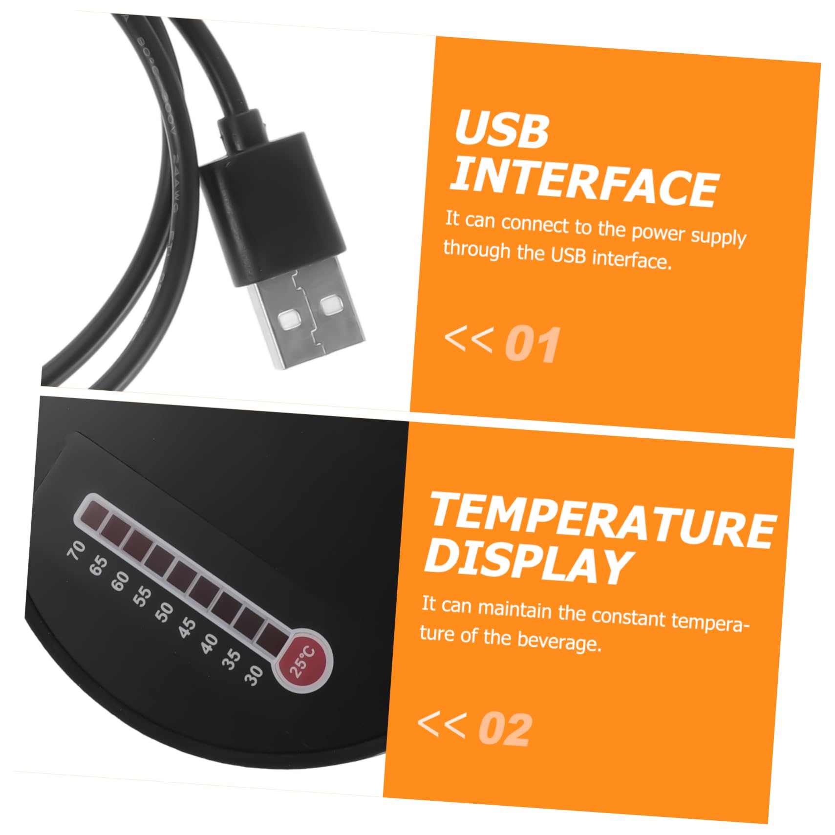 Cabilock Coffee Warmer Mug Heating Plate with Temperature Display USB Powered Easy to Clean Compact Design for Tea and Coffee for Office Desk Use