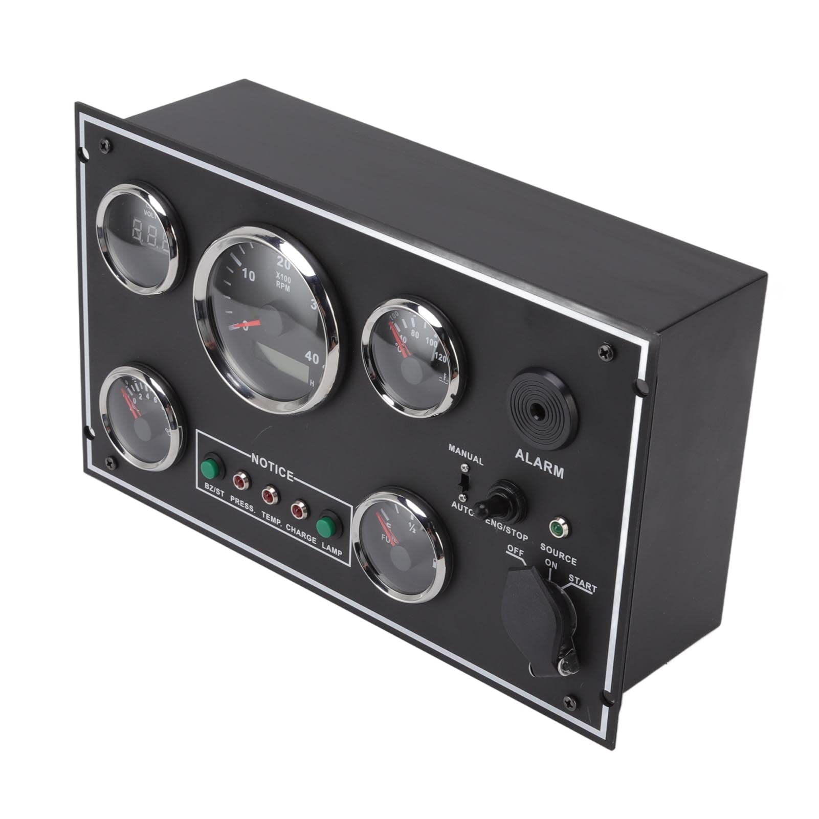 Panel de medición multifuncional y duradero con indicación precisa para barco de autocaravana, material de acero inoxidable 316L (sistema de circuitos 12V 8Ax2)