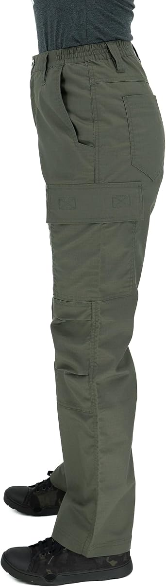 LAPG Women's Stretch Core Cargo Tactical Pants, Elastic Waistband, High Rise, Relaxed Fit, Outdoor Work Pants, Multi-Color