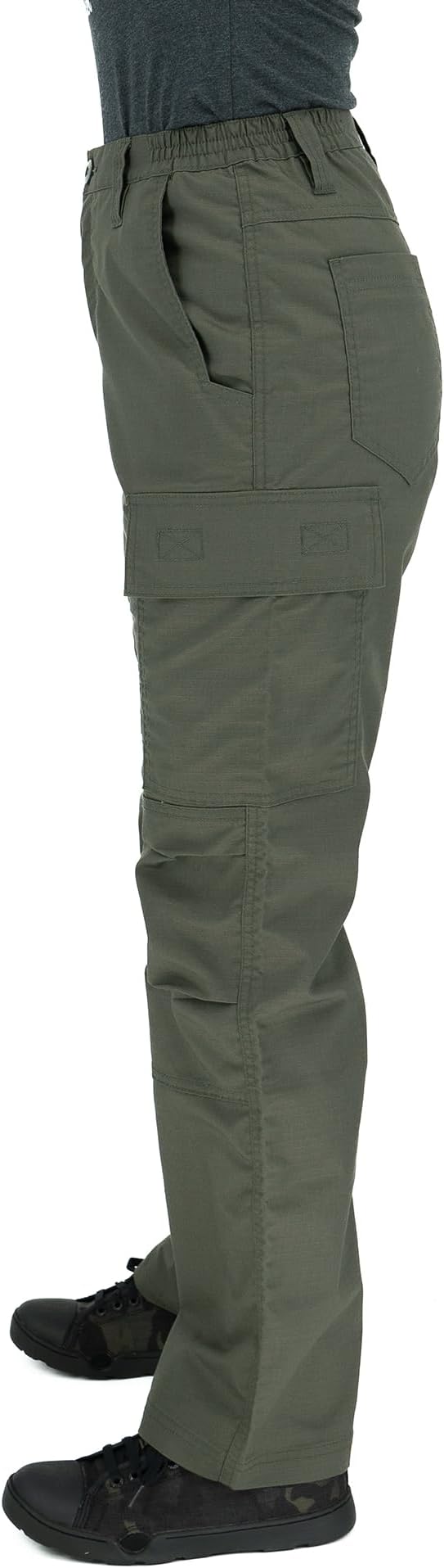 LAPG Women's Stretch Core Cargo Tactical Pants, Elastic Waistband, High Rise, Relaxed Fit, Outdoor Work Pants, Multi-Color