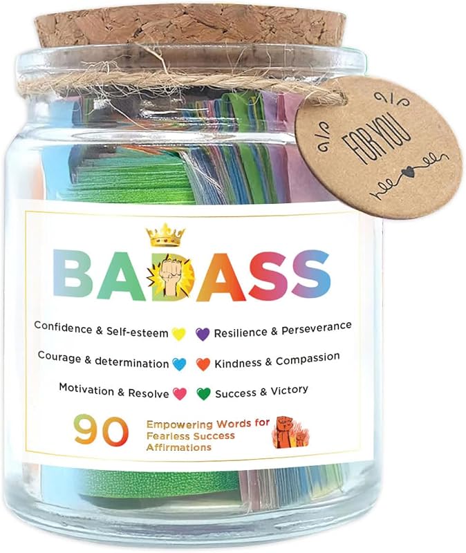 Pote de vidro Musemory com cartões de frases, Badass Affirmation, Pacote com 1