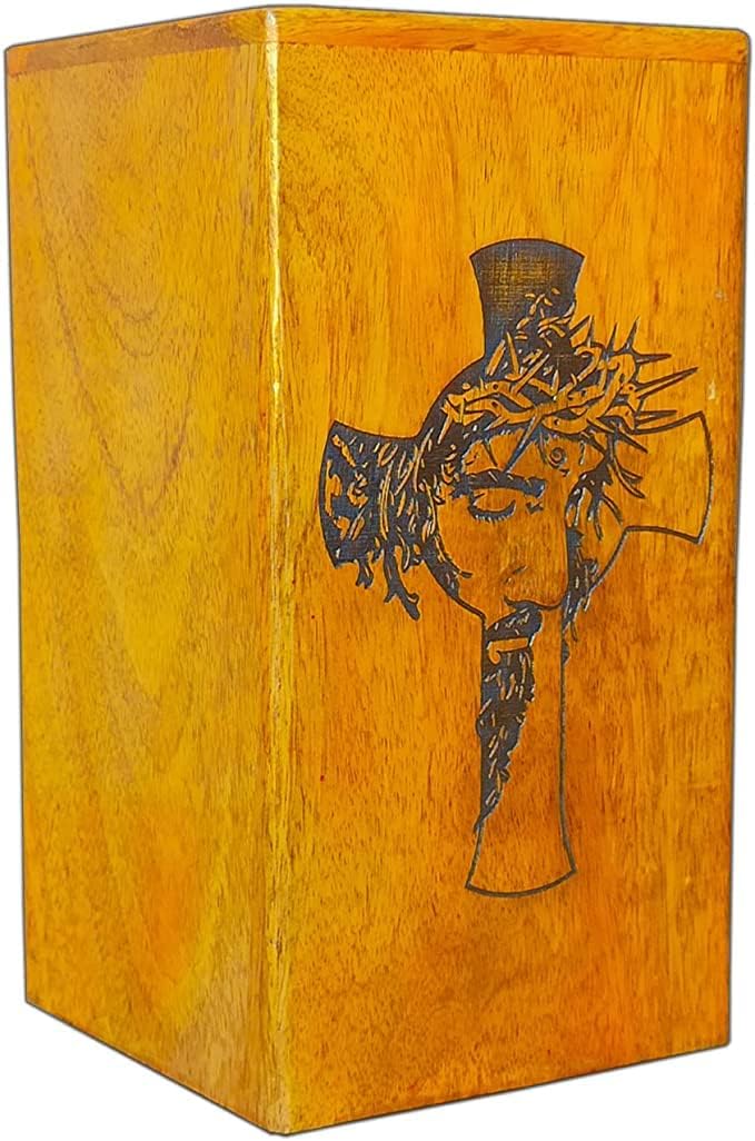 Urn for Human Ashes Adult Antique Finish Handcrafted Beautifull Wooden Urn Home Decorable Collectible Item Ideal for Birthday Gift by A-F Luxury Handicraft image 2