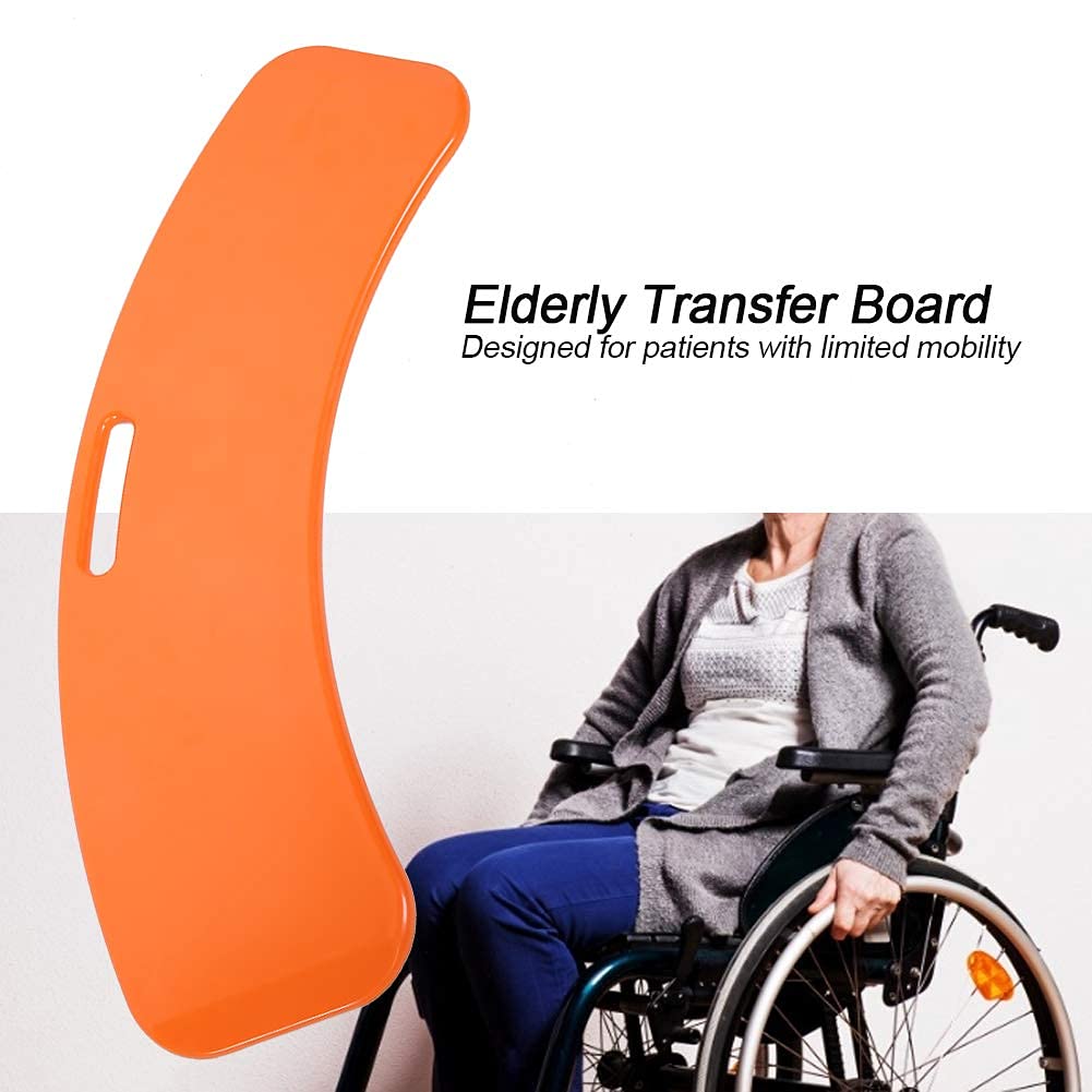 Tabla de transferencia para ancianos con tecnología Safe Slide, ayuda de movilidad antideslizante para traslado de silla de ruedas a cama/coche, color naranja de alta visibilidad