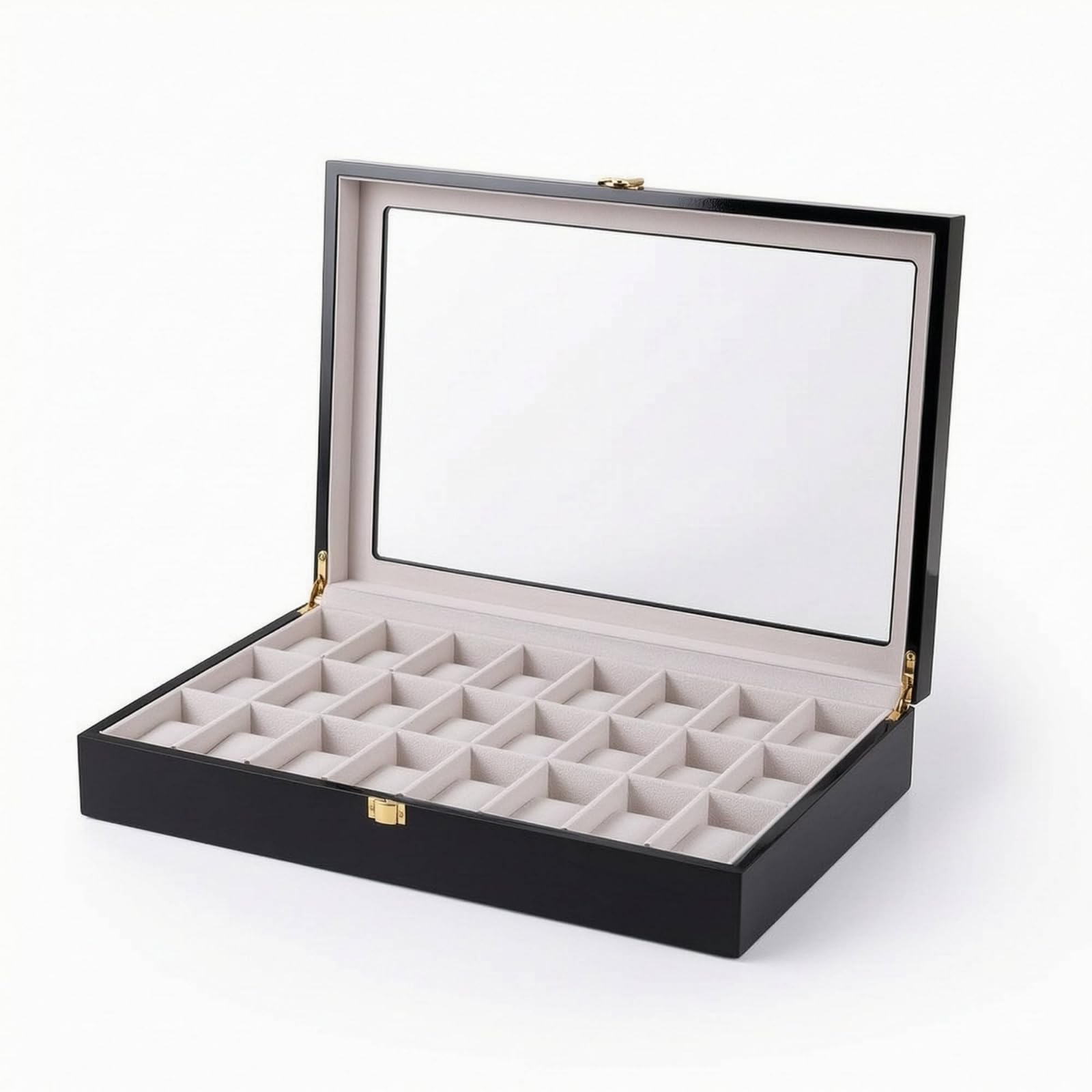 Harilla Estuche para Relojes Caja do Expositor Joyero Relojes de Madera Estilo Pulido Exterior Brillante Interior Claro Bisagras Doradas Adecuado para Coleccionistas Mostrador Estantería