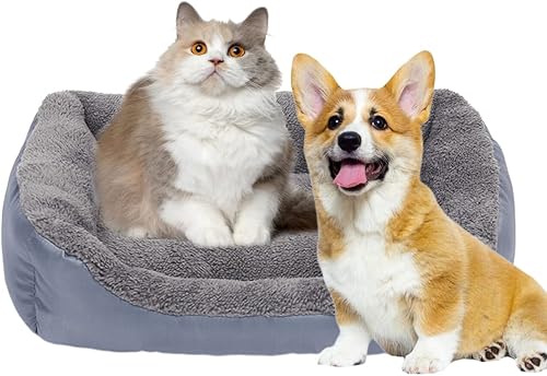 Barelove Colchón cuadrado grande para perro, lavable, suave felpa de piel sintética rectangular, para mascotas, para perros pequeños, medianos y