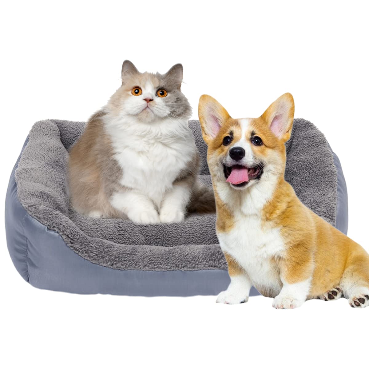 Barelove Square Dog Bed Mattress Washable Kennel, Soft Plush Faux Fur Rectangle Sleeping Pet Bed for Small Medium Large Dogs Cats Puppy Pets, with