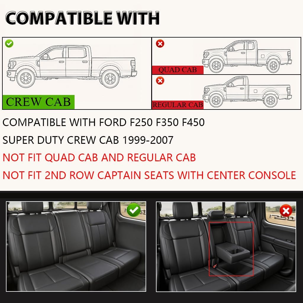 CHEDA TPE Cargo Liners All-Weather Protection Compatible with Ford F250 F350 Super Duty Crew Cab Models 1999-2007 1st & 2nd Row 3PCS alfombras para carro