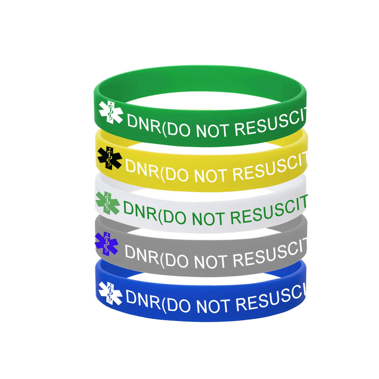 5 Color Pack-Personalized Engraved Medical Alert ID Jewelry Food Drug Allergy Bracelets,100% Silicone Rubber ID Survivor Bracelet Band,Emergency Contact Bracelet,Diabetes Bracelet,5.5"-7.9"