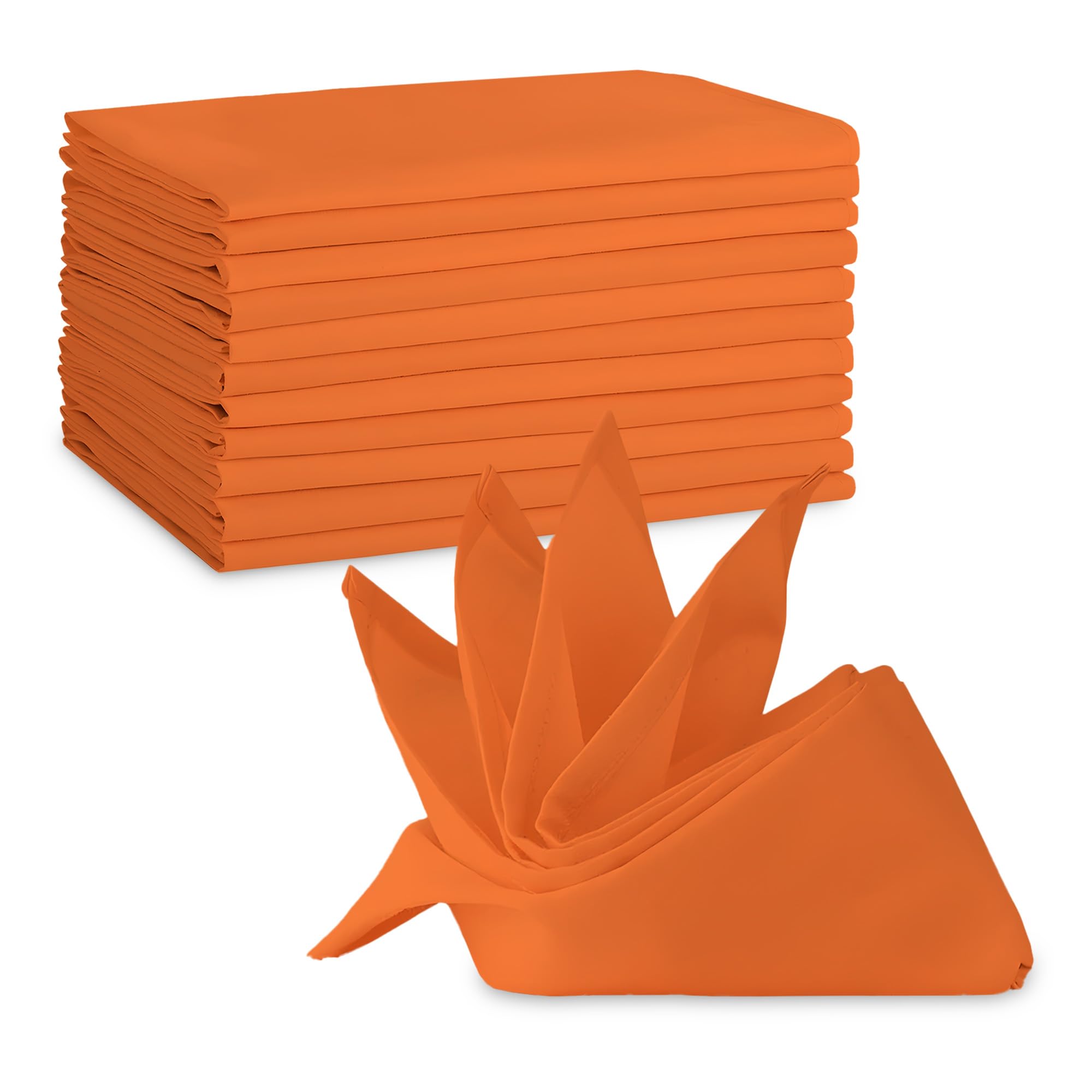 Event Decor Shop Polyester Table Napkins 20 x 20 Inch, 12 Pcs - Orange