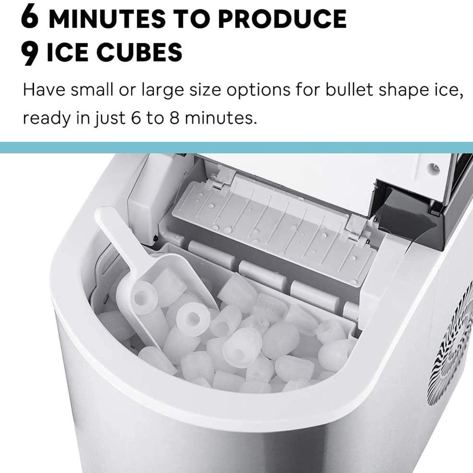 Ice Maker Ice Maker Countertop Machine 9 Ice Cubes Ready In 6-8 Minutes Makes 40 Lbs Of Ice Per 24 S Self Clean See Through Lid With LED Display For Home Bar Party on Fridge.com - View 3
