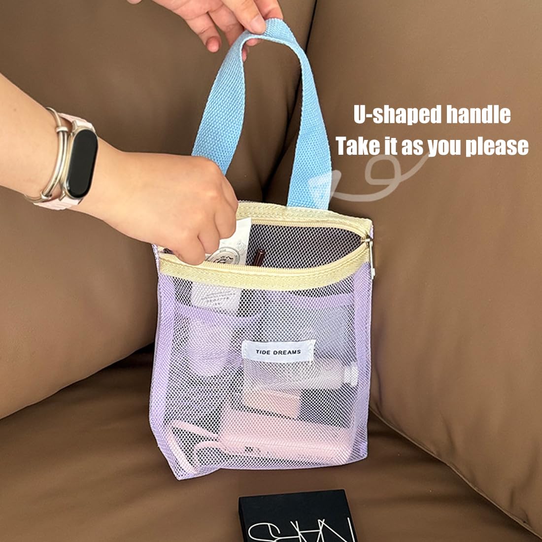 2 Pezzi Borsa da Doccia, Portatile, in Rete, ad Asciugatura Rapida, Borsa da Trasporto per Articoli da Toilette, Nylon Borsa da Doccia ad Asciugatura Rapida, per Campeggio Articoli