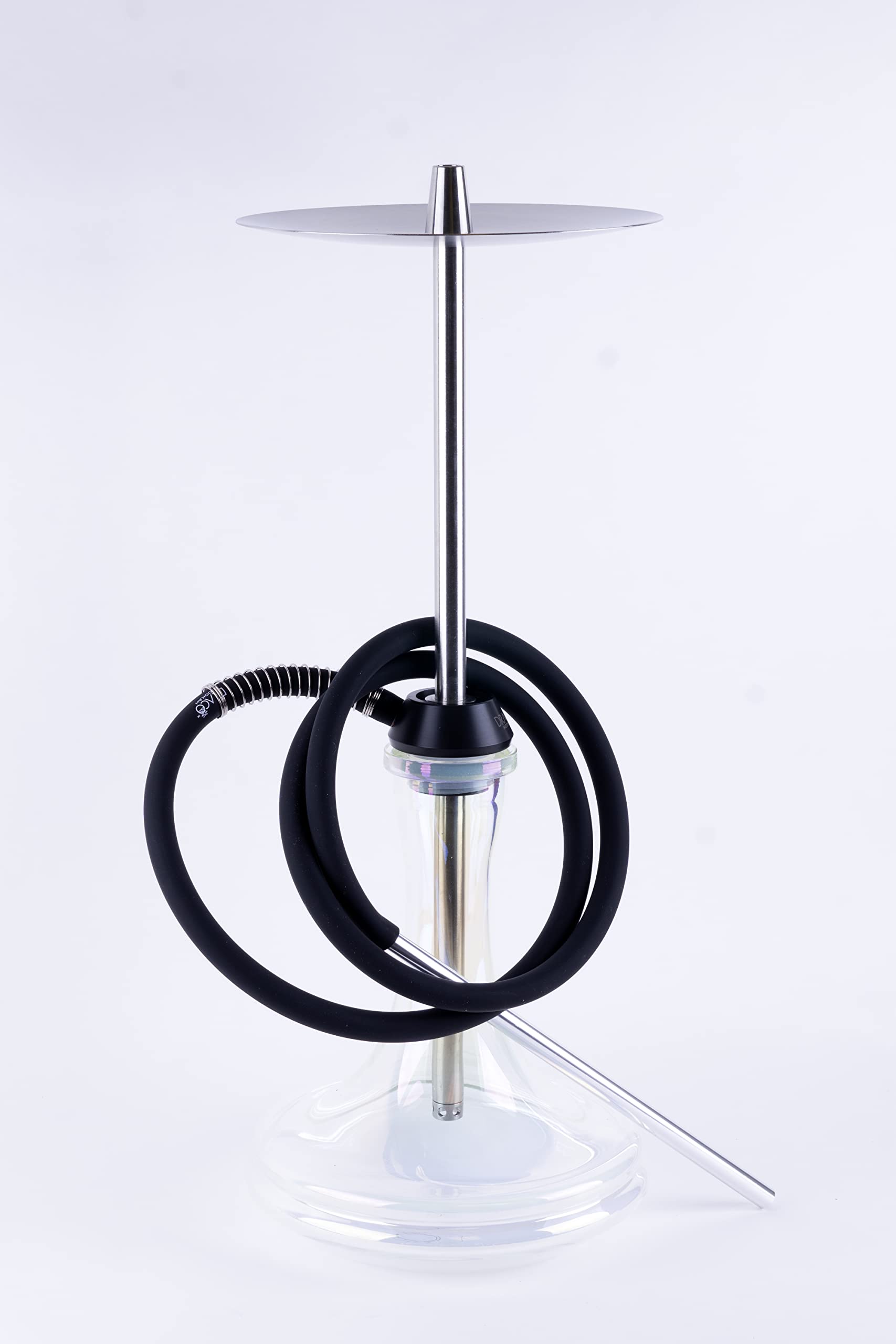 Draco Hookah Purgo - Stainless Steel Hookah with Diffuser, Tray, and Soft Touch Silicone Hose INCLUDES GENERIC VASE
