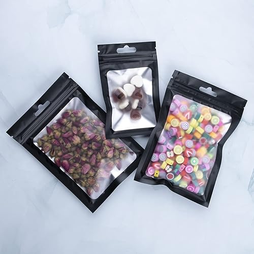 Miniatura 7 de 200 bolsas resellables de 0.12 oz, Ziplock a prueba de fugas reutilizables con ventana transparente para alimentos, aperitivos, suministros de
