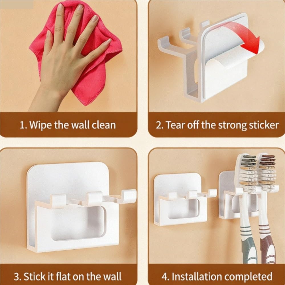 Portacepillos de Dientes para Familia Portacepillos De Dientes Y Portavasos Pasta For Varias Personas Montado En La Pared Cocinas(Transparent,1pcs)
