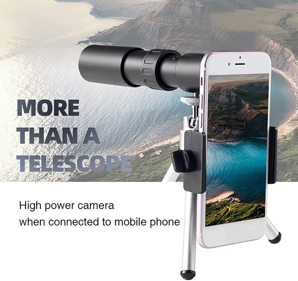 Telescopi 300x40mm per Adulti Bambini Principianti, Telescopi per Astronomia, Teleobiettivo Zoom Telescopio Monoculare Esterno Supporto per Telefono Treppiede Set Nero Taglia Unica Processo