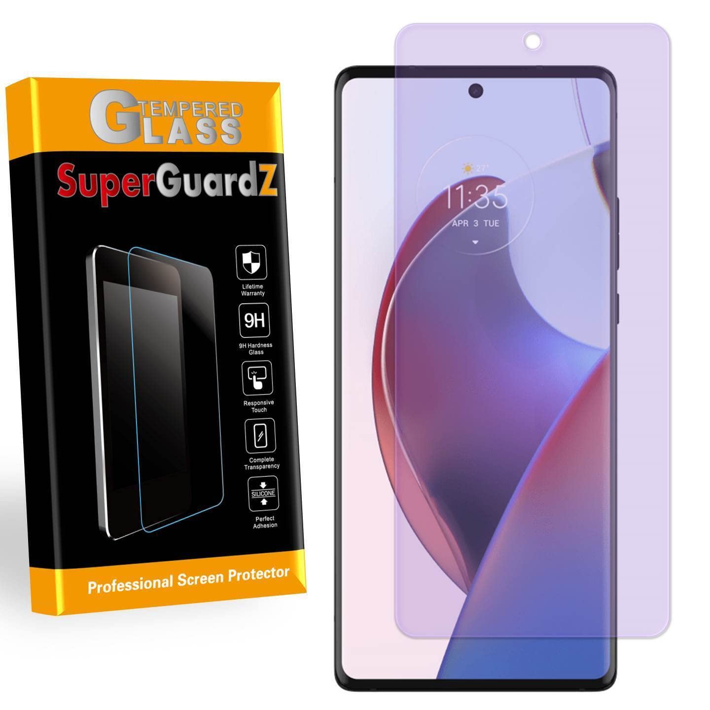 [2-PACK] for Motorola Moto G 5G (2022) Screen Protector Anti Blue Light Tempered Glass, Eye Protection, SuperGuardZ, 9H, 0.3mm, Anti-Scratch