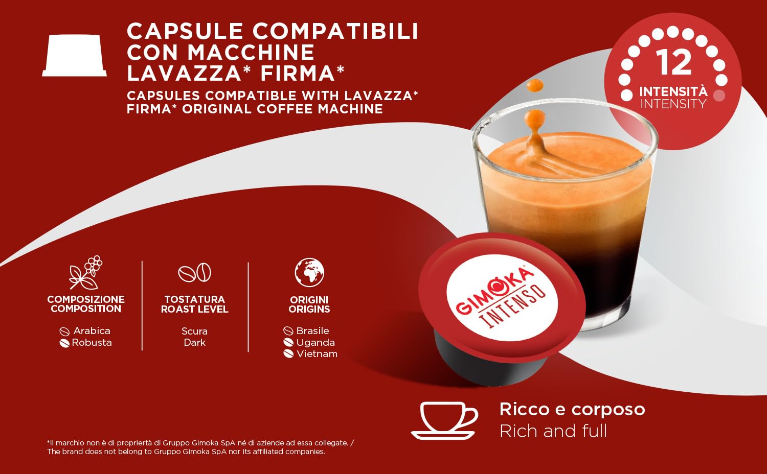 Gimoka Mezcla de Café Intenso, intensidad 12-50 Cápsulas - Compatibles con Máquinas de Café Lavazza* Firma* - Producido en Italia (Paquete de 4)