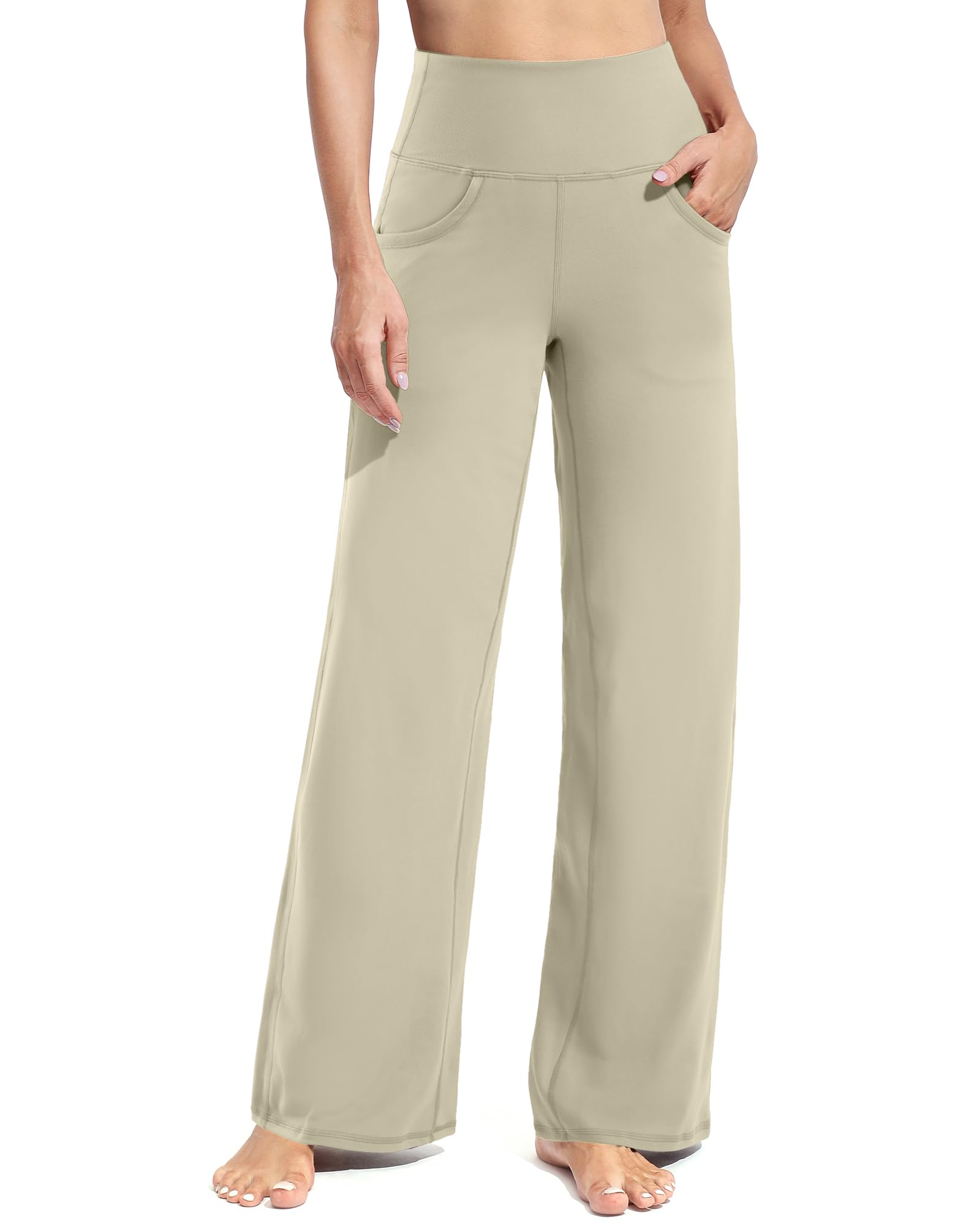 Promover Wide Leg Pants for Woman Yoga Pants with Pockets Stretch