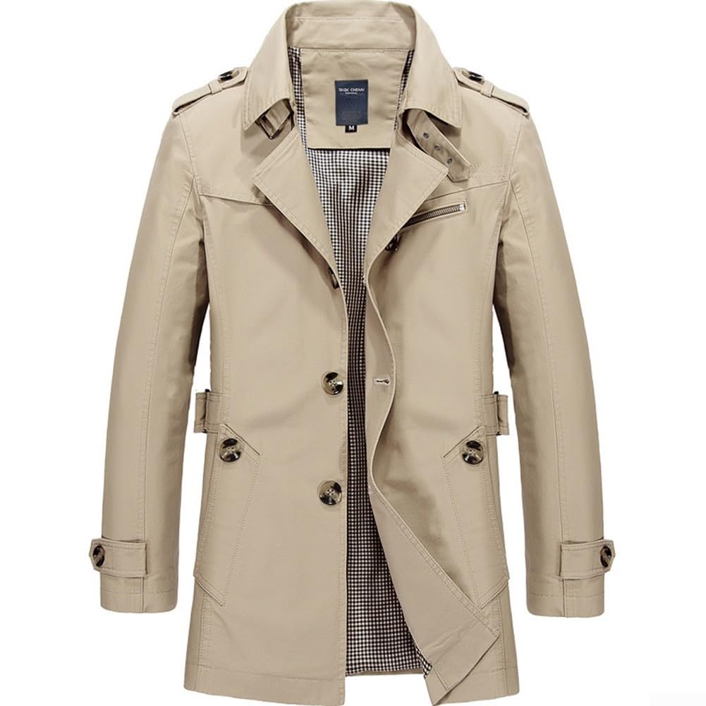 Gabardina informal con solapa para hombre, para uso diario e invierno