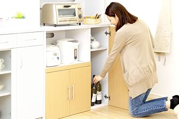 Amazon｜オシャレな食器棚 ホワイト×ダークブラウン（幅90cmx