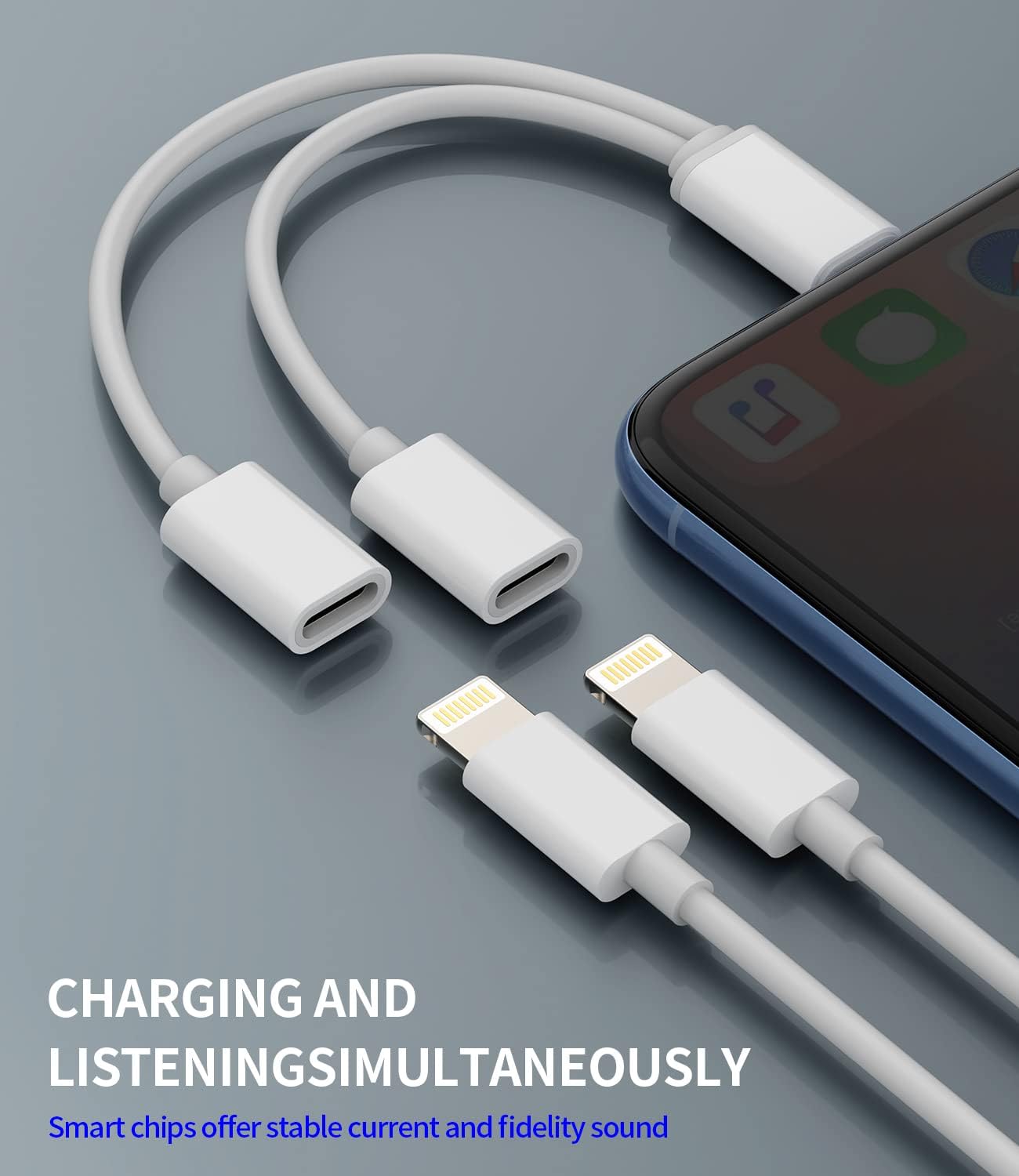 Lightning to Audio Jack 2 in 1 Adapter for iPhone 14 13 12 11 Pro Charger Earphones Cable AUX for ipad Air Dual Jack Car Splitter Connector Music Headphones Accessories image 3